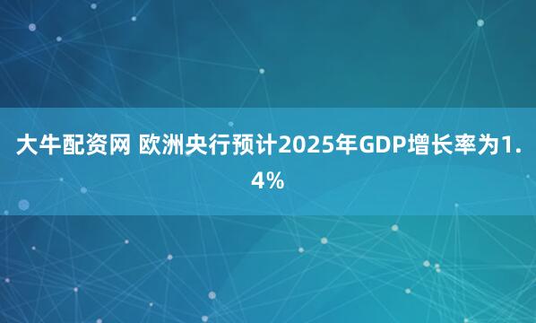 大牛配资网 欧洲央行预计2025年GDP增长率为1.4%