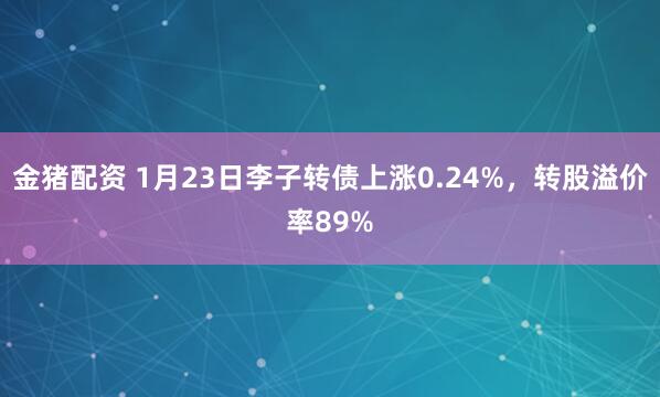 金猪配资 1月23日李子转债上涨0.24%，转股溢价率89%